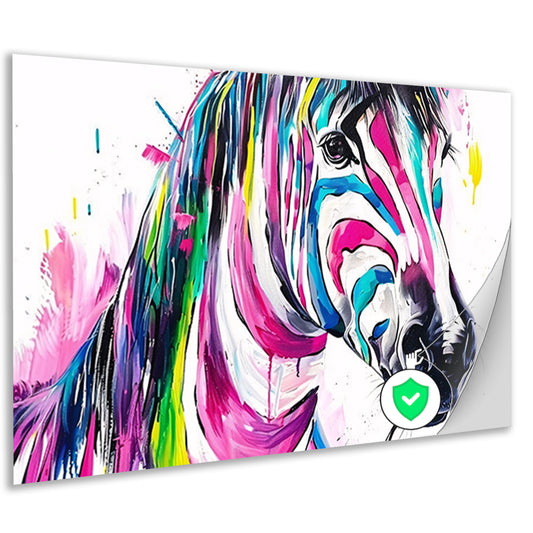 Kleurrijk abstract schilderij van een zebra poster