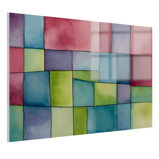 Abstract Waterverf Palet van Zachte Kleuren acrylglas