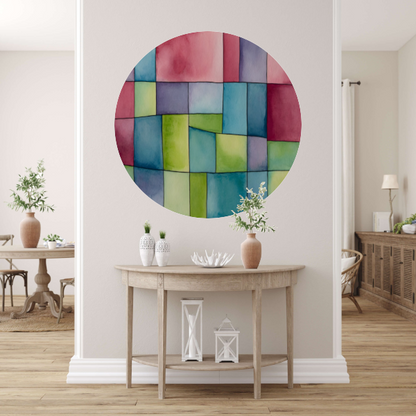 Abstract Waterverf Palet van Zachte Kleuren aluminium muurcirkel