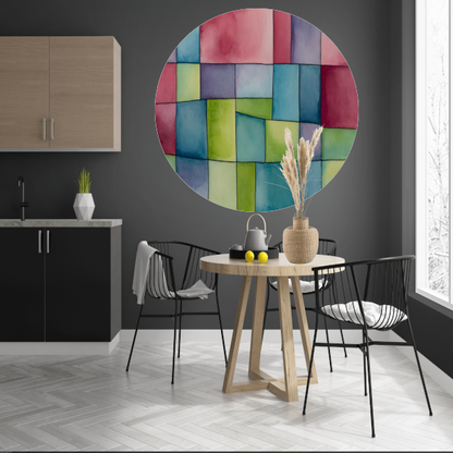 Abstract Waterverf Palet van Zachte Kleuren aluminium muurcirkel