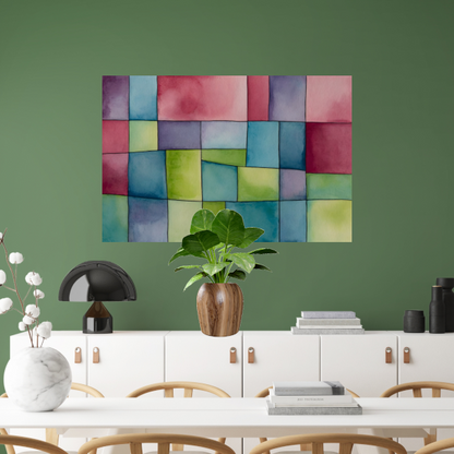 Abstract Waterverf Palet van Zachte Kleuren canvas met baklijst