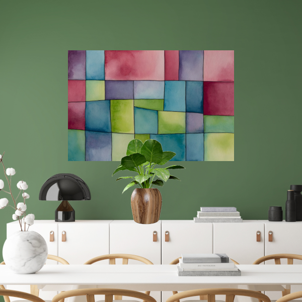 Abstract Waterverf Palet van Zachte Kleuren poster
