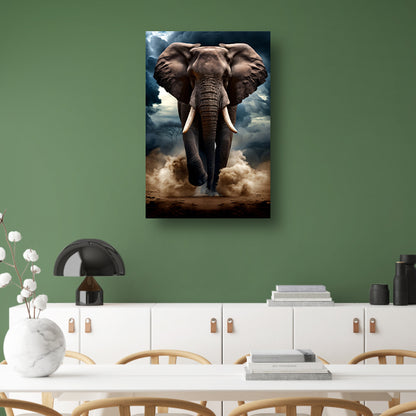 Olifant doorstaat woeste storm canvas