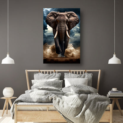 Olifant doorstaat woeste storm canvas