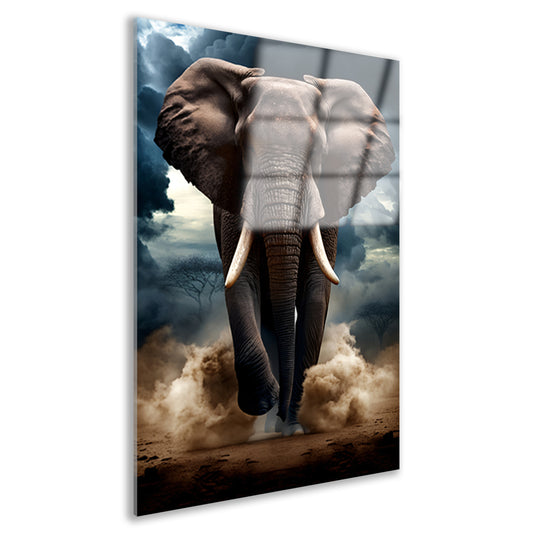 Olifant doorstaat woeste storm Acrylglas