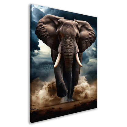 Olifant doorstaat woeste storm canvas