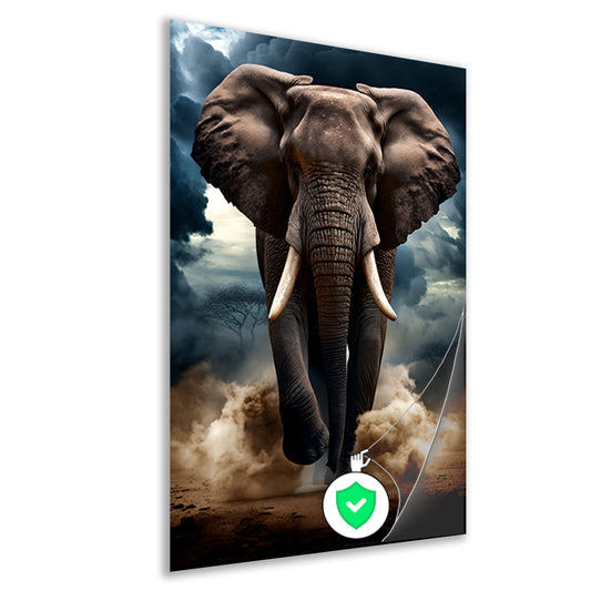 Olifant doorstaat woeste storm poster
