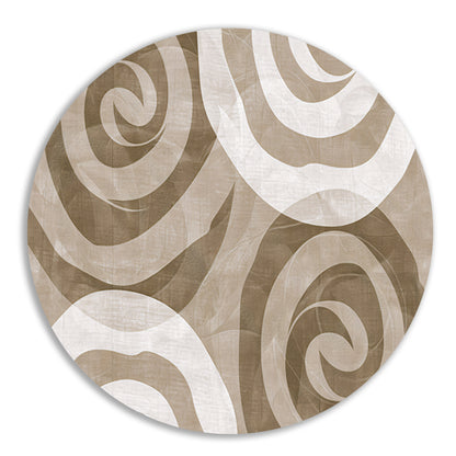 Monochroom abstract spiraalpatroon in bruine tinten aluminium muurcirkel