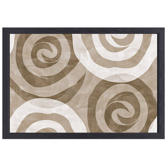 Monochroom abstract spiraalpatroon in bruine tinten canvas met baklijst