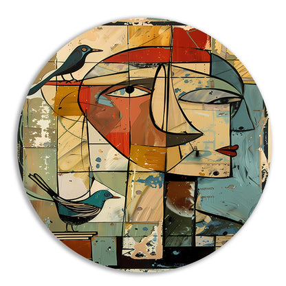 Abstracte vrouw met vogels forex muurcirkel
