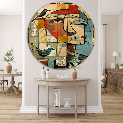 Abstracte vrouw met vogels forex muurcirkel