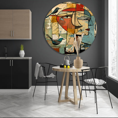 Abstracte vrouw met vogels forex muurcirkel