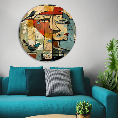 Abstracte vrouw met vogels forex muurcirkel