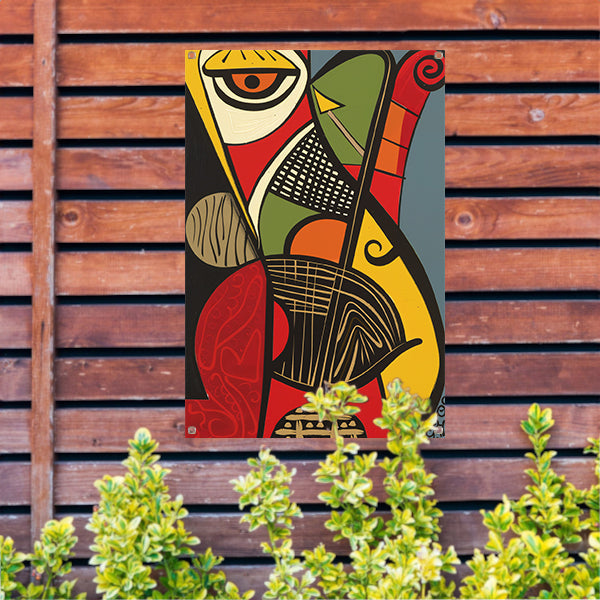 Abstract kubistisch portret met geometrische vormen tuinposter