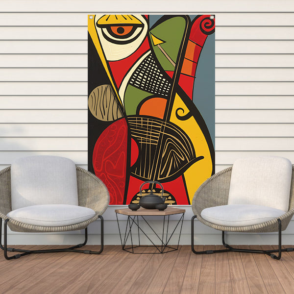 Abstract kubistisch portret met geometrische vormen tuinposter