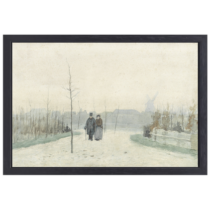 Oud paar in een nieuw aangelegd park - Anton Mauve canvas met baklijst