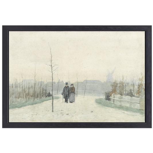 Oud paar in een nieuw aangelegd park - Anton Mauve canvas met baklijst