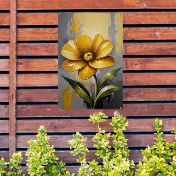 Impressionistische Gele Bloem op Moderne Achtergrond tuinposter