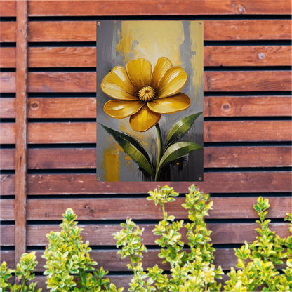 Impressionistische Gele Bloem op Moderne Achtergrond tuinposter