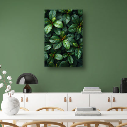 Close-up van groene bladeren en stengels canvas met baklijst