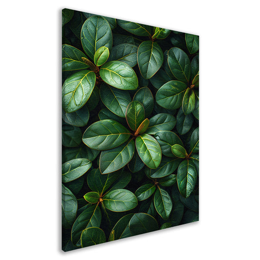 Close-up van groene bladeren en stengels canvas
