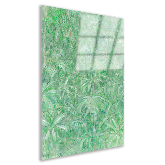 Realistisch schilderij van een groene bos acrylglas