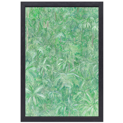 Realistisch schilderij van een groene bos canvas met baklijst