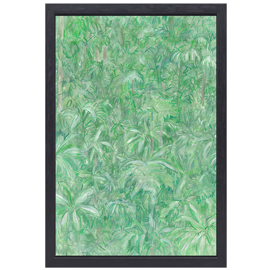 Realistisch schilderij van een groene bos canvas met baklijst