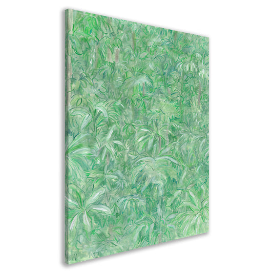 Realistisch schilderij van een groene bos canvas
