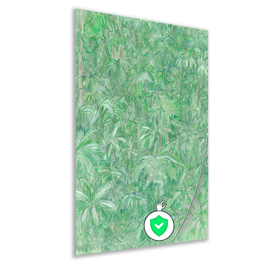 Realistisch schilderij van een groene bos poster