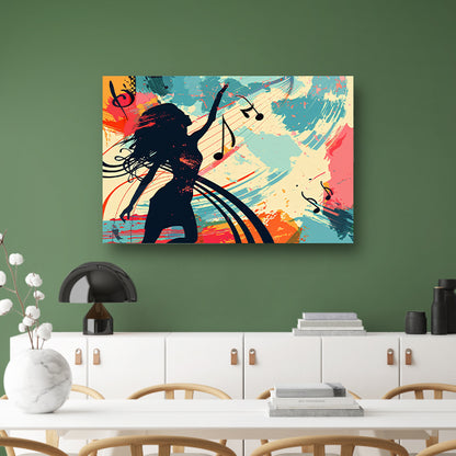 Abstracte silhouet dansend met muzieknoten   acrylglas