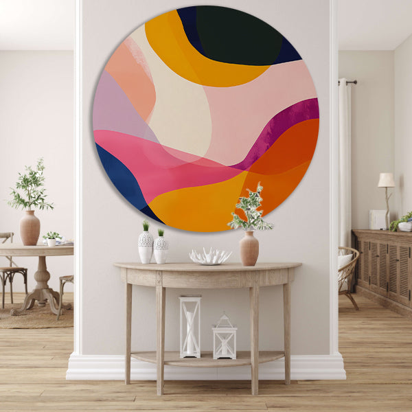 Abstract Kleuren Dans in Beweging aluminium muurcirkel