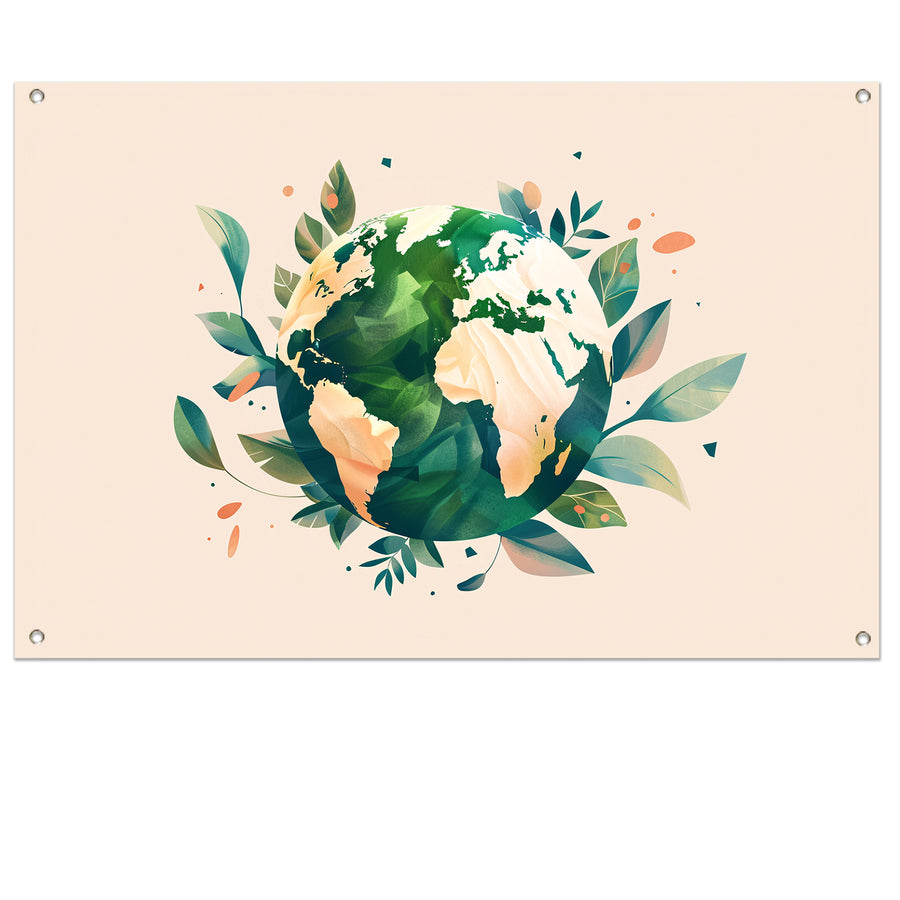 Groene aarde met bladeren omringd tuinposter