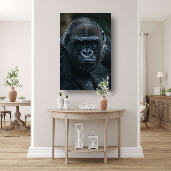 De Intense Blik van een Majestueuze Gorilla canvas met baklijst