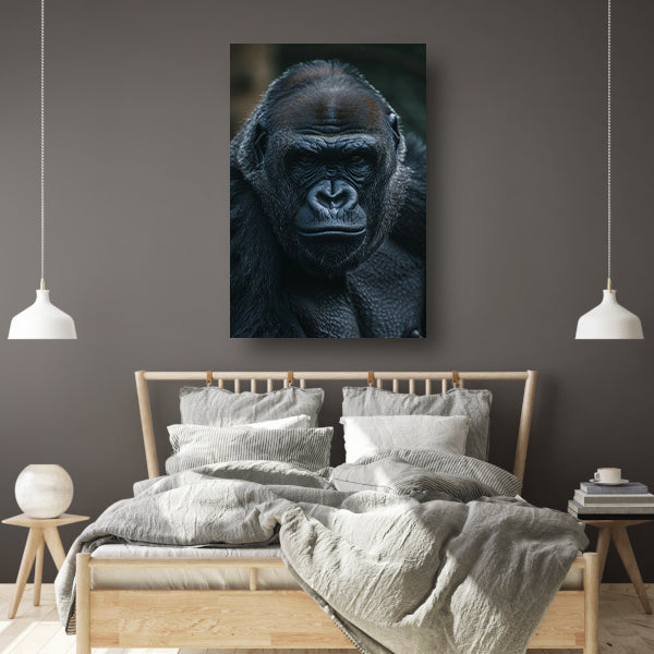 De Intense Blik van een Majestueuze Gorilla canvas met baklijst