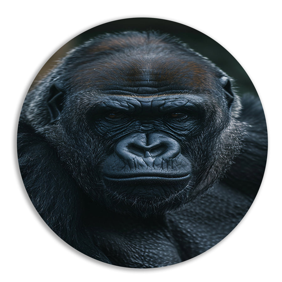 De Intense Blik van een Majestueuze Gorilla aluminium muurcirkel