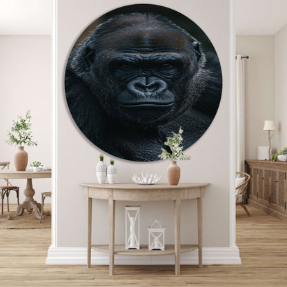 De Intense Blik van een Majestueuze Gorilla forex muurcirkel