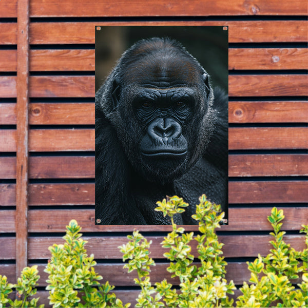 De Intense Blik van een Majestueuze Gorilla tuinposter
