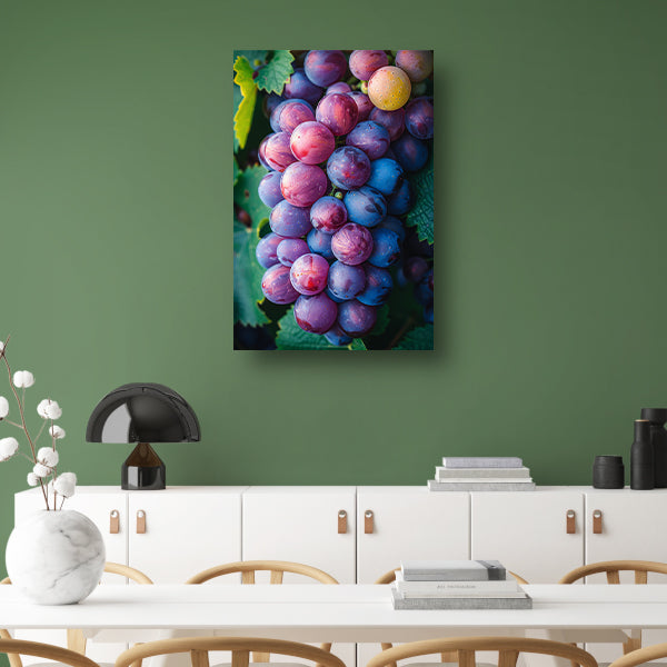Close-up van Rijpe Paarse Druiven canvas met baklijst