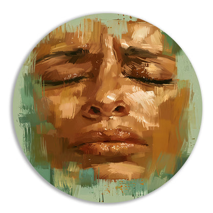 Expressief Portret van een Vrouw in Tranen aluminium muurcirkel