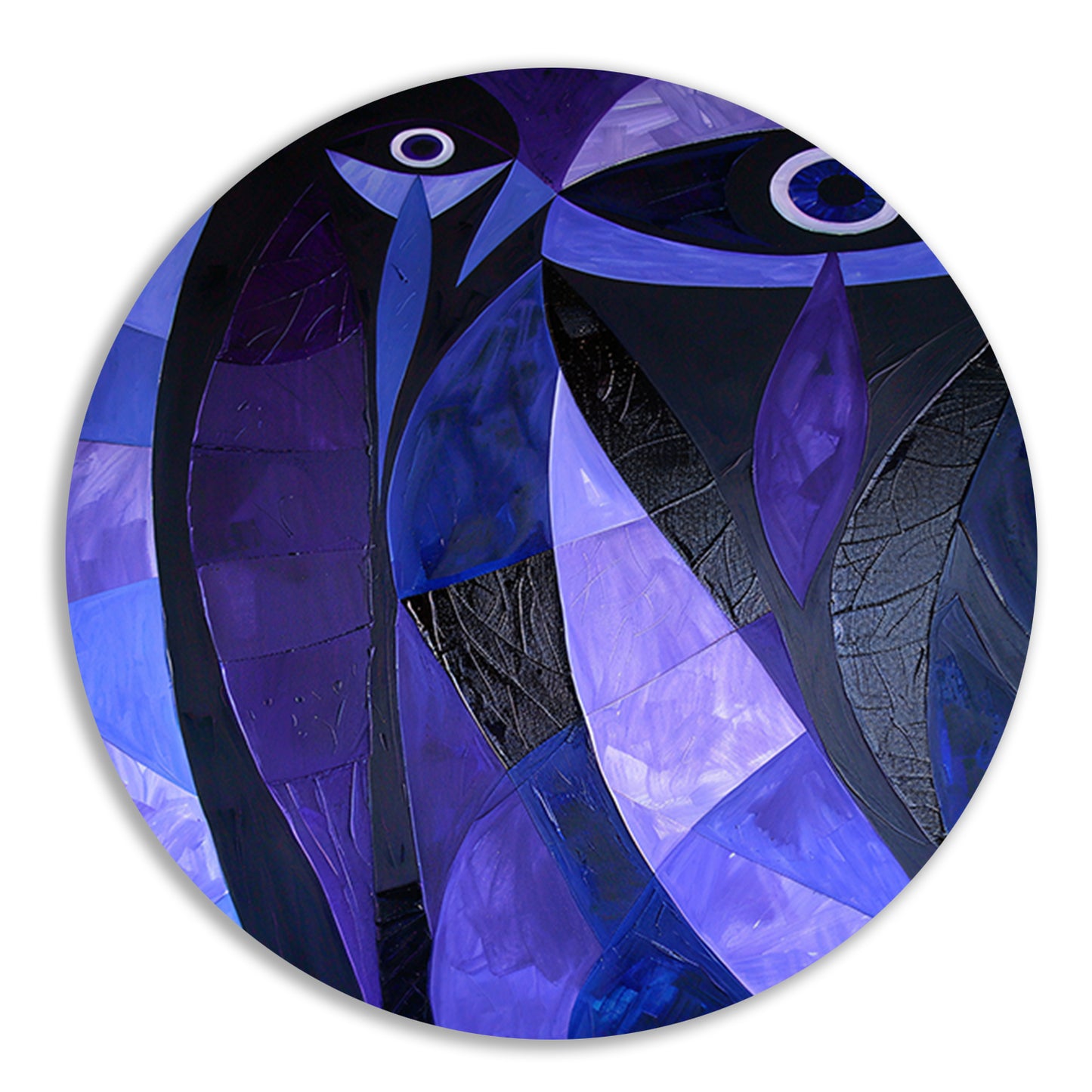 Kubistisch abstract vogelkunstwerk in paarstinten forex muurcirkel