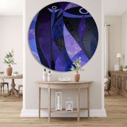 Kubistisch abstract vogelkunstwerk in paarstinten forex muurcirkel