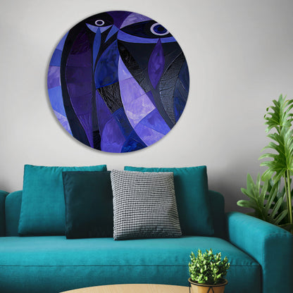 Kubistisch abstract vogelkunstwerk in paarstinten forex muurcirkel