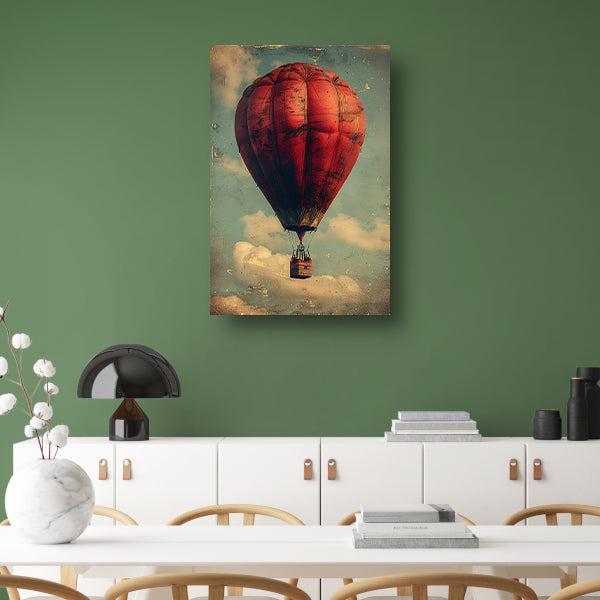 Vintage Luchtballon in Sepia Hemel canvas