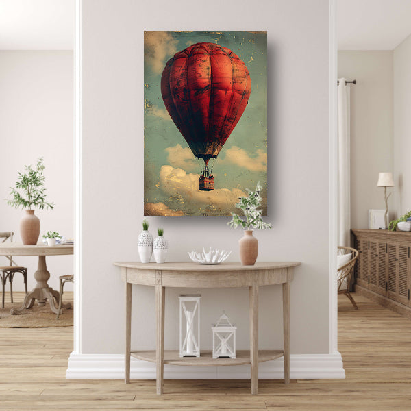 Vintage Luchtballon in Sepia Hemel canvas