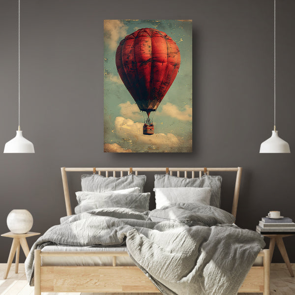 Vintage Luchtballon in Sepia Hemel canvas