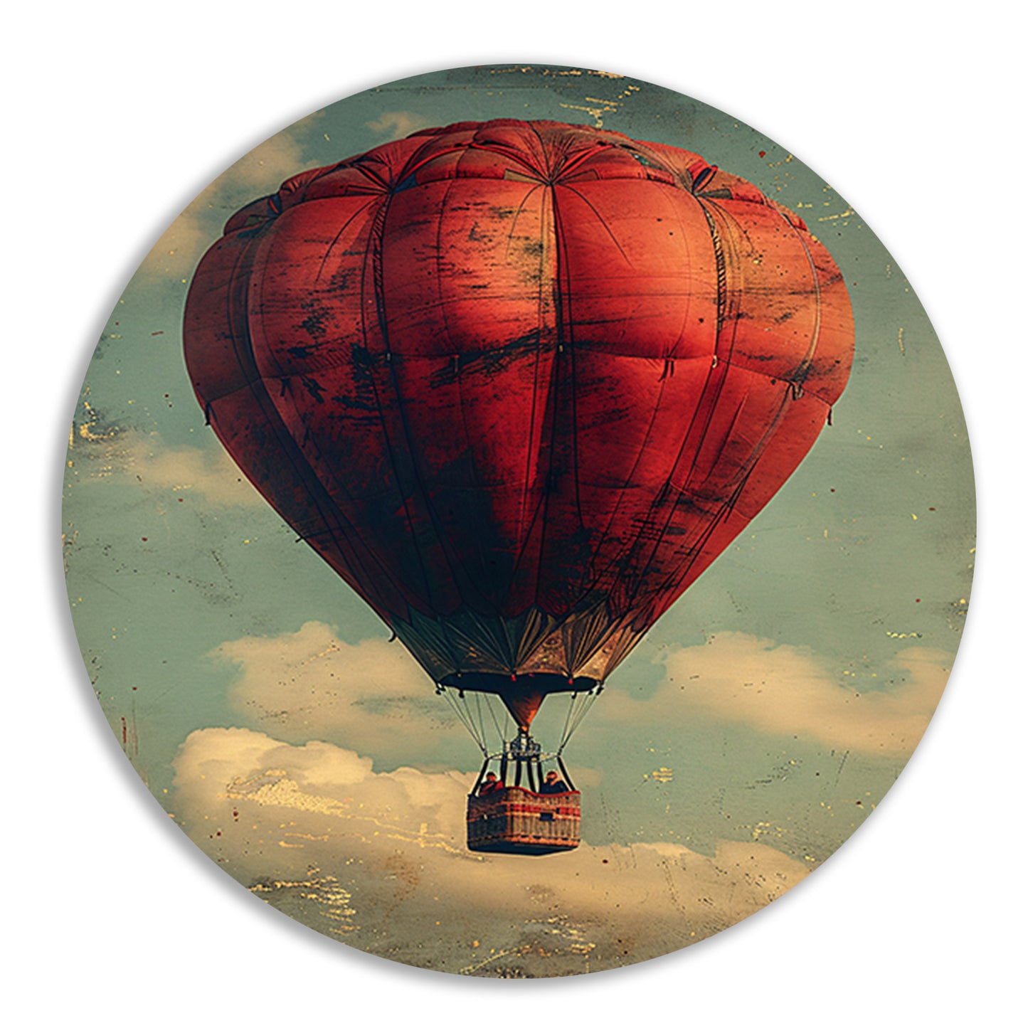 Vintage Luchtballon in Sepia Hemel aluminium muurcirkel