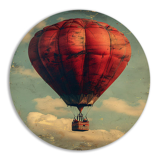 Vintage Luchtballon in Sepia Hemel aluminium muurcirkel