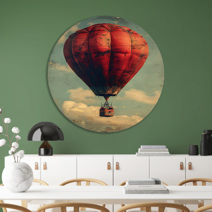 Vintage Luchtballon in Sepia Hemel aluminium muurcirkel