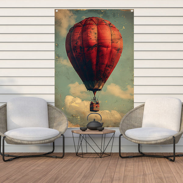 Vintage Luchtballon in Sepia Hemel tuinposter